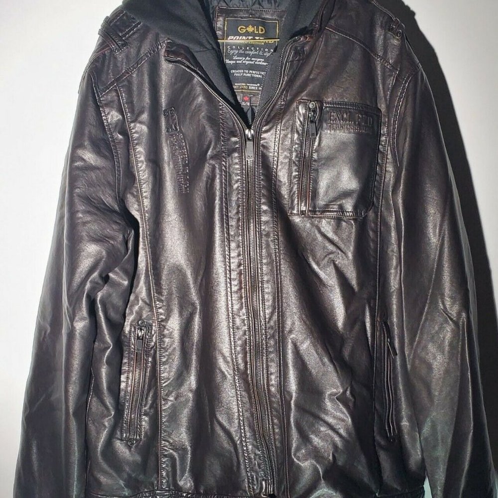 POINT ZERO Leather Jacket Gold Edition XL Brown